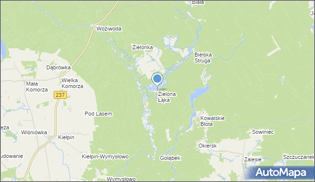 mapa Zielona Łąka, Zielona Łąka gmina Tuchola na mapie Targeo